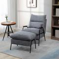 Accent Chair - Wade Logan® Aneshia Accent Chair w/ Ottoman, Reclining Comfy Chair w/ Adjustable Backrest, Steel Frame & Pillow For Living Room, Bedroom | Wayfair