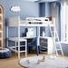 Versatility Galore Design Full Size Loft Bed with Shelves and Desk, Wooden Loft Bed with Desk, Pine Wood Frame for Bedroom