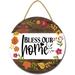 Eveokoki 11 Bless Our Home Welcome Sign for Front Door Thanksgiving Wreaths Porch Door Wall Decor Autumn Wooden Hanging Thanksgiving Sign for Home FamerHouse Outdoor Indoor