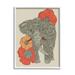 Stupell Industries Standing Elephant Bright Poppies Floral Paisley Fractals Graphic Art White Framed Art Print Wall Art Design by Valentina Harper