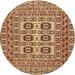 Ahgly Company Indoor Round Traditional Brown Red Southwestern Area Rugs 3 Round