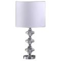 HomeRoots 468799 23 in. Crystal Geometric Table Lamp with White Classic Drum Shade Silver