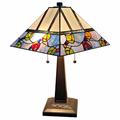 23 Cream and Blue Stained Glass Two Light Mission Style Table Lamp