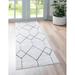 Rugs.com Lattice Trellis Collection Rug â€“ 6 Ft Runner White Low-Pile Rug Perfect For Hallways Entryways