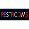 Multicolored Restrooms LED Neon Sign 13 x 32 - inches Clear Edge Cut Acrylic Backing with Dimmer - Bright and Premium built indoor LED Neon Sign for Bar decor.