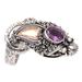 Basuki Mini in Purple,'Handmade Balinese Dragon Gold Accent Amethyst Cocktail Ring'