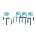 GDF Studio Brynn Indoor/Outdoor Stacking Dining Chairs Set of 4 Teal