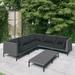 Anself 6 Piece Patio Lounge Set with Cushions Poly Rattan Dark Gray Outdoor Sectional Sofa Set Steel Frame for Garden Lawn Courtyard Balcony