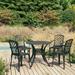 Anself 5 Piece Bar Set Cast Aluminum Black Garden Table with Umbrella Hole and 4 Chairs for Garden Lawn Courtyard Balcony