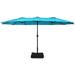 Patiojoy 15FT Double-Sided Twin Patio Umbrella with Base Extra-Large Market Umbrella for Outdoor Turquoise