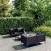 Anself 5 Piece Patio Lounge Set with Cushions Poly Rattan Dark Gray Outdoor Conversation Set Sectional Sofa Set for Garden Lawn Courtyard Balcony