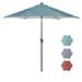 Beach Umbrella Outdoor Patio 8.7-Feet Market Table Umbrella With Push Button Tilt and Crank Blue Stripes with 24 Led Lights[Umbrella Base Is Not Included]