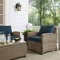 Bradenton Outdoor Wicker Arm Chair With Navy Cushions