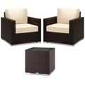Home Square 3-Piece Set with 2 Outdoor Club Chairs and End Table