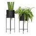 Kimisty Set 2 Modern Mid Century Black Planters with Stand 7 Inch Metal Planter Pots with Stands Flower Pot Living Room Decor for Orchid Aloe Large Cactus Plants 16 and 20 Inch Tall