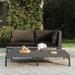 Anself Patio Sofa with Cushions Half Round Poly Rattan Dark Gray Sectional Sofa Set for Garden Lawn Courtyard Balcony 27.6 x 27.6 x 24 Inches (W x D x H)