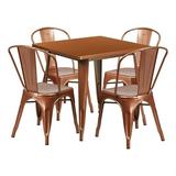 Bowery Hill 5 Piece Iron Metal/Rubber Patio Dining Set in Copper