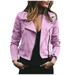 Motorcycle Jackets for Women Faux Leather Casual Jacket Fall Dark Fashion Outwear Fitted Slim Coat Lapel Zip Up Coat