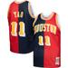 Men's Mitchell & Ness Yao Ming Navy/Red Houston Rockets Hardwood Classics 2004/05 Split Swingman Jersey