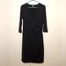 Athleta Dresses | Athleta Black 3/4 Sleeve Stretch Faux Wrap Dress Womens Size Medium Tall | Color: Black | Size: Medium Tall