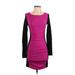 Express Casual Dress - Bodycon Scoop Neck Long sleeves: Pink Color Block Dresses - Women's Size X-Small