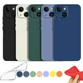 Coque en silicone liquide souple pour iPhone coque arrière violet vert gris bleu iPhone 14 13