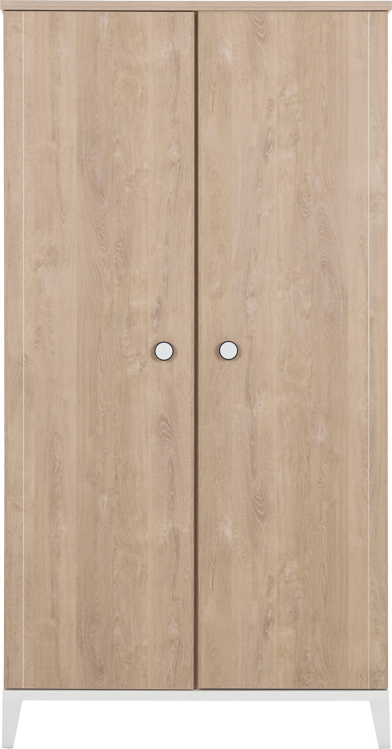 Kleiderschrank GALIPETTE "MARCEL", weiß (eiche blond, weiß), B:102cm H:195cm T:58cm, Spanplatte, Schränke, Kleiderschrank Drehtürenschrank, Inneneinteilung : 1/2 Hänge, 1/2 Tablare Image