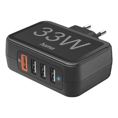 Schnellladegerät 4x USB-A mit Quick Charge schwarz, Hama