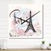 Designart 'Illustration with Paris Eiffel Tower' Oversized French Country Wall CLock