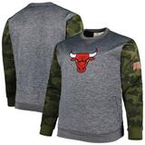 Men's Fanatics Branded Heather Charcoal Chicago Bulls Big & Tall Camo Stitched Sweatshirt