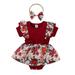 adviicd Short Sleeve Romper Baby Girl Girls Ruffles Short Sleeve Floral Printed Romper Birthday Lace