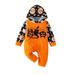 Huakaishijie Halloween Romper Bodysuit Baby Boy Girl Pumpkin Hooded Long Sleeve Tops Outfit Clothes