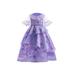 Kids Girls Party Dress 4-layer Short Sleeve Flower Print Dress for Cosplay Stage Show