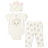 Disney Classics Marie Infant Baby Boys or Girls Bodysuit Pants and Hat 3 Piece Outfit Set Newborn to Infant