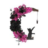 Lighted Legs Summer Outdoor Decorations Christmas Decorations Outdoor Yard Wreath Cat Wreath Plant Crescents With Purple Flowers And Charming Celestial Door Hanger Halloween Moon Home Decor Gifts For