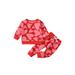 Licupiee Baby Girls Valentine Day Outfit Heart Print Round Neck Long Sleeve Sweatshirts Tops + Elastic Waist Long Pants 2Pcs Set