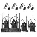 Pro UHF 4 Channel Wireless Microphone System D Debra Audio with Cordless Handheld Lavalier Headset Mics Metal Receiver Ideal for Karaoke Church Party (with 4 Bodypack(A))