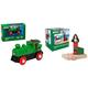 BRIO World 33595 Speedy Green Batterielok - Inklusive Scheinwerfer, kann vorwärts und rückwärts Fahren - Geeignet für Kinder ab 3 Jahren & World 33754 Magnetisches Glockensignal - ab 3 Jahren