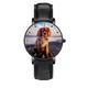 Beach Brown Dog Watches Quartz Wristwatch Watches for Women Men Business Originality Unisex Leather Black Dial Wrist Watches