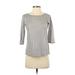 J.Crew 3/4 Sleeve T-Shirt: Scoop Neck Covered Shoulder Gray Print Tops - Women's Size 2X-Small