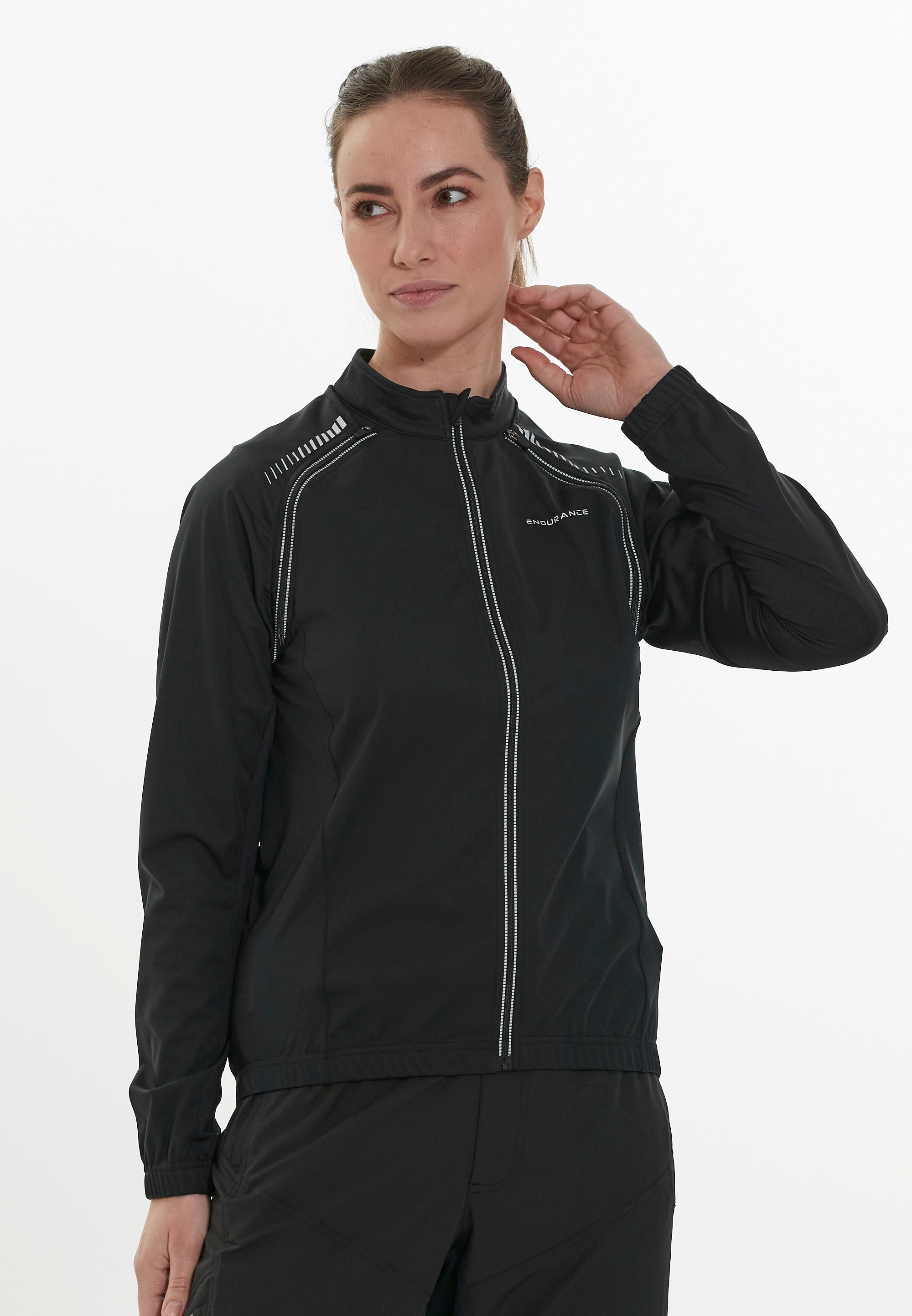 Softshelljacke ENDURANCE "Wadie", Damen, Gr. 46, schwarz, 100% Polyester, unifarben, lang, hoch geschlossener Ausschnitt, Jacken, mit praktischen Reflektoren Image