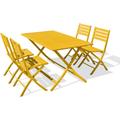 Marius - Ensemble repas de jardin 4 places en aluminium moutarde - city garden - Jaune moutarde