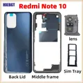 Coque arrière pour Smartphone Xiaomi Redmi Note 10 cadre central bouton de Volume lentille en