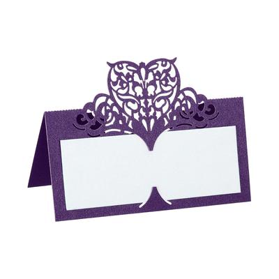 Table Name Place Cards,25Pcs Hollow Butterfly Cut Design Seat Blank Card, Purple