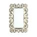 Rectangular Wall Mirror with Wooden Frame and Metal Scrolled edges, White