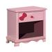 1 Drawer Transitional Wooden Nightstand with Arched Base, Pink