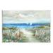 Stupell Industries Tranquil Beachside Flower Meadow Ocean Sailboats Scene Painting Unframed Art Print Wall Art Design by Nan