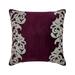 Cushion Cover Plum Decorative Pillow Cover Beaded Floral Bordered Pillow Cover 14x14 inch (35x35 cm) Pillow Case Square Velvet Pillow Cover Floral Pillow Cover - Art Nouveau