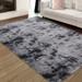 GlorySunshine Area Rug Modern Abstract Fluffy Area Rug Indoor Soft Area Rug Faux Fur Shaggy Area Rug for Bedroom Living Room Tie Dye Dark Grey 8 x10ft