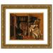 Franciscus Gijsbrechts 24x20 Gold Ornate Framed and Double Matted Museum Art Print Titled - A Trompe-Lâ€™Oeil Still Life of a Cupboard with Books Gilded Vessels a Hunting Horn and Drawings